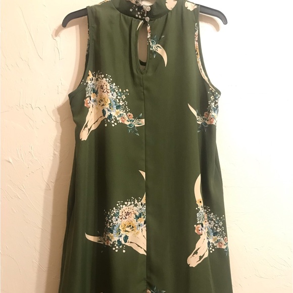 NWT Vision Women’s Edgy Boho Shift Dress M Green Clean Smoke & Per Free Home. - Picture 5 of 11